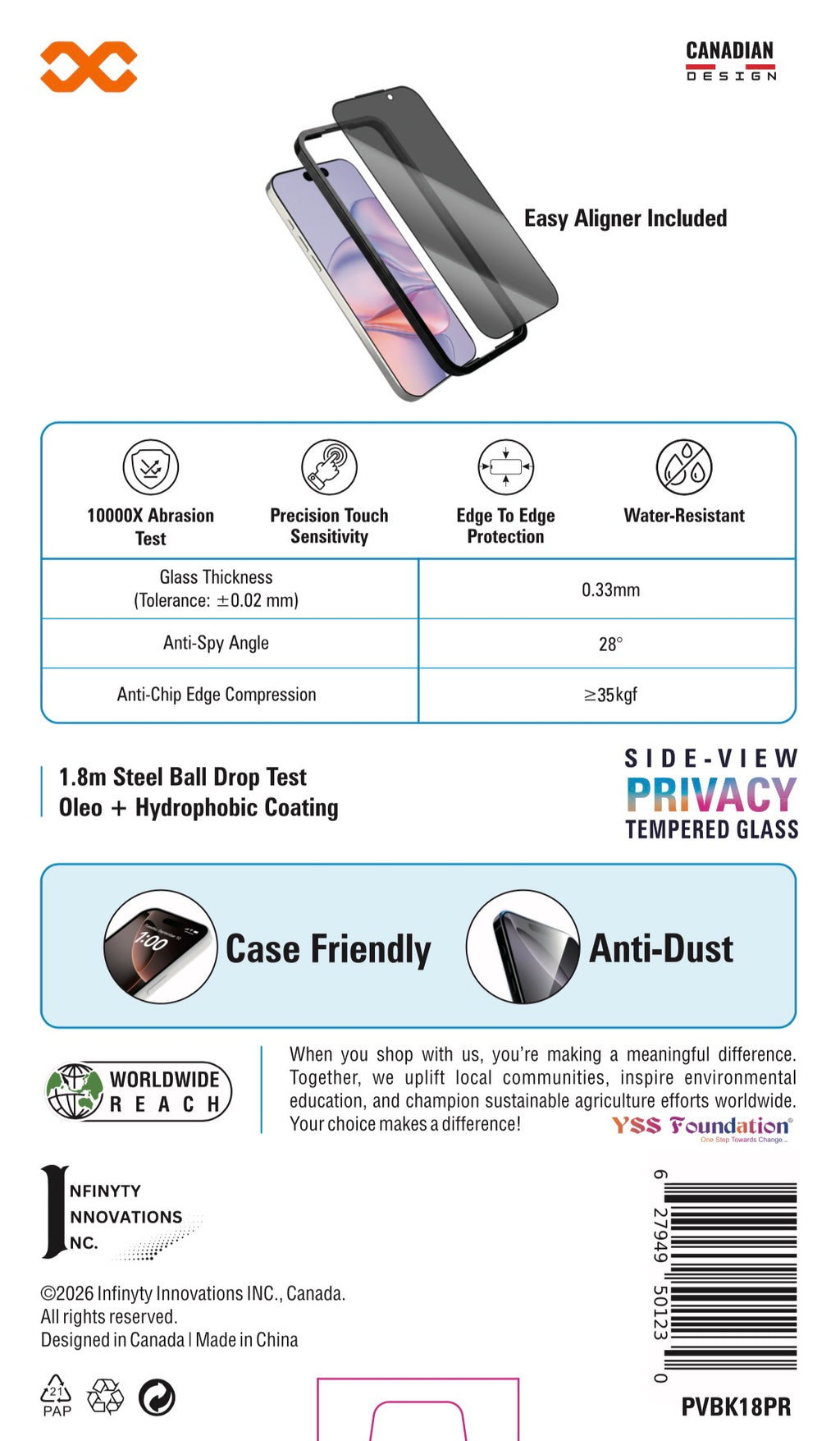 INFINYTY Privacy Tempered Glass - Privé for iPhone 18 Pro
